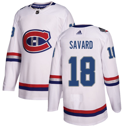Adidas Canadiens #18 Serge Savard White Authentic 100 Classic Stitched NHL Jersey - Click Image to Close